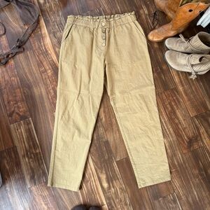 High Waist Tan Casual Pants